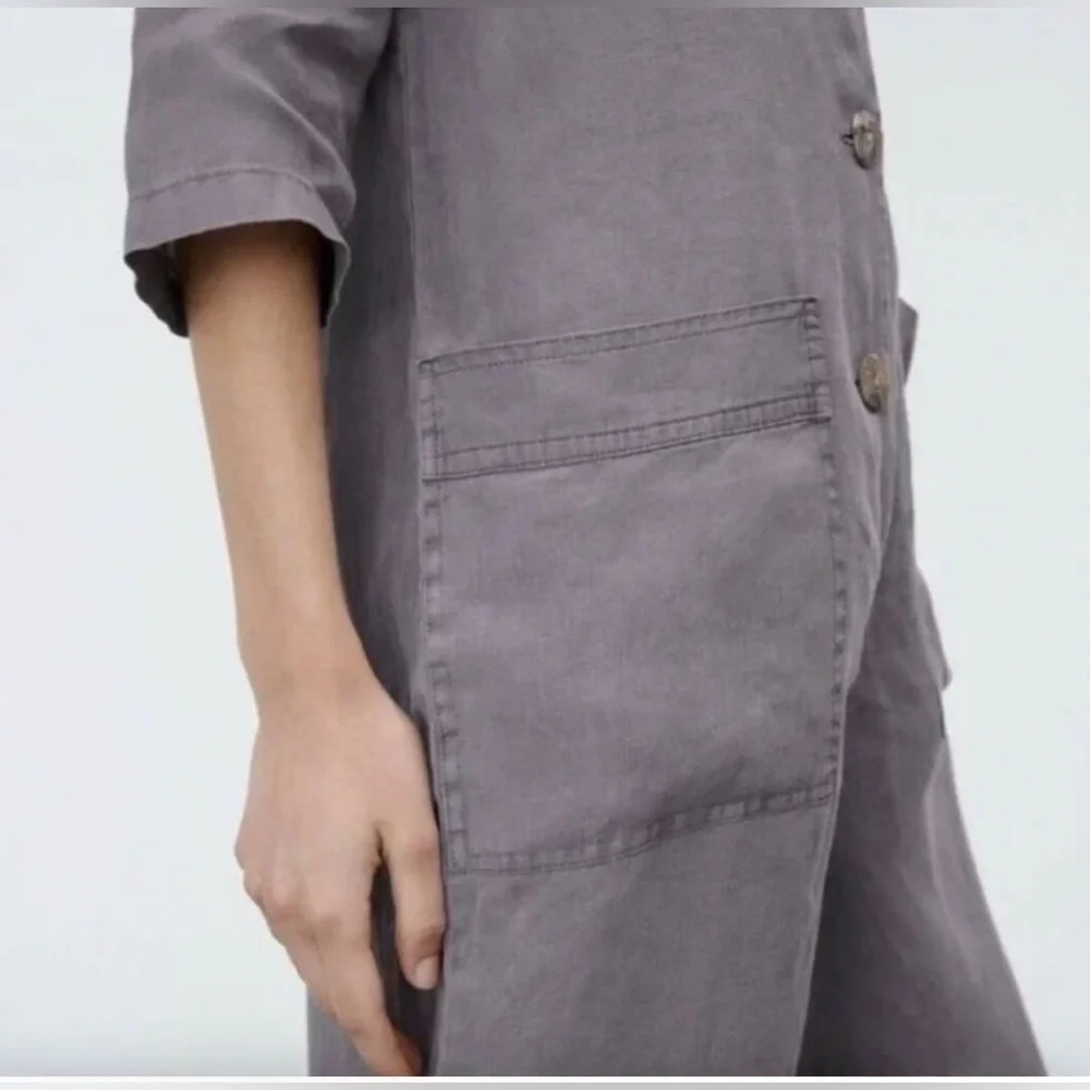 Zara Light Gray Button Down Romper